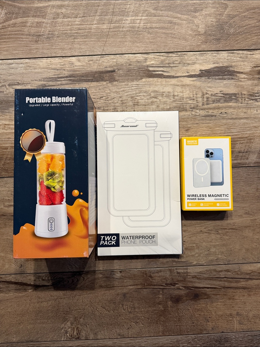 Wireless Magnetic Power Bank (White) & Waterproof Phone Pouch Two-Pack